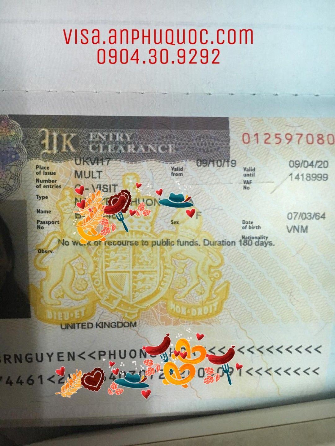 THÊM MỘT TẤM VISA CHO VỊ KHÁCH QUEN CỦA AN PHÚ QUỐC ĐI THĂM THÂN UK